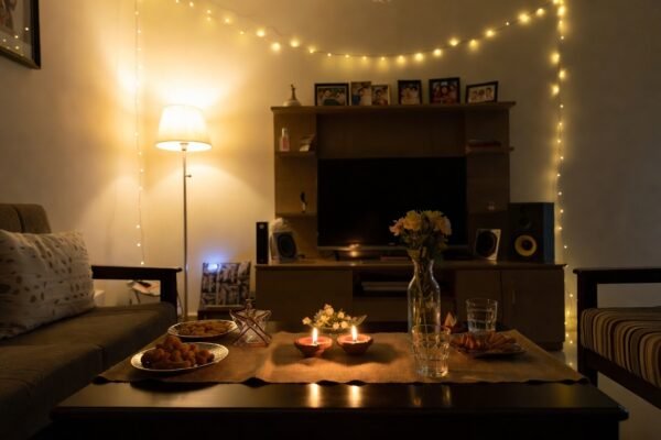 hosting guests small apartment India - setting the dining table